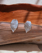 Aretes Topo Mini Hoja Plana Plata Ecológica