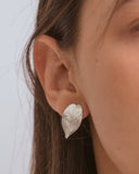 Aretes Topo Mini Hoja Plana Plata Ecológica