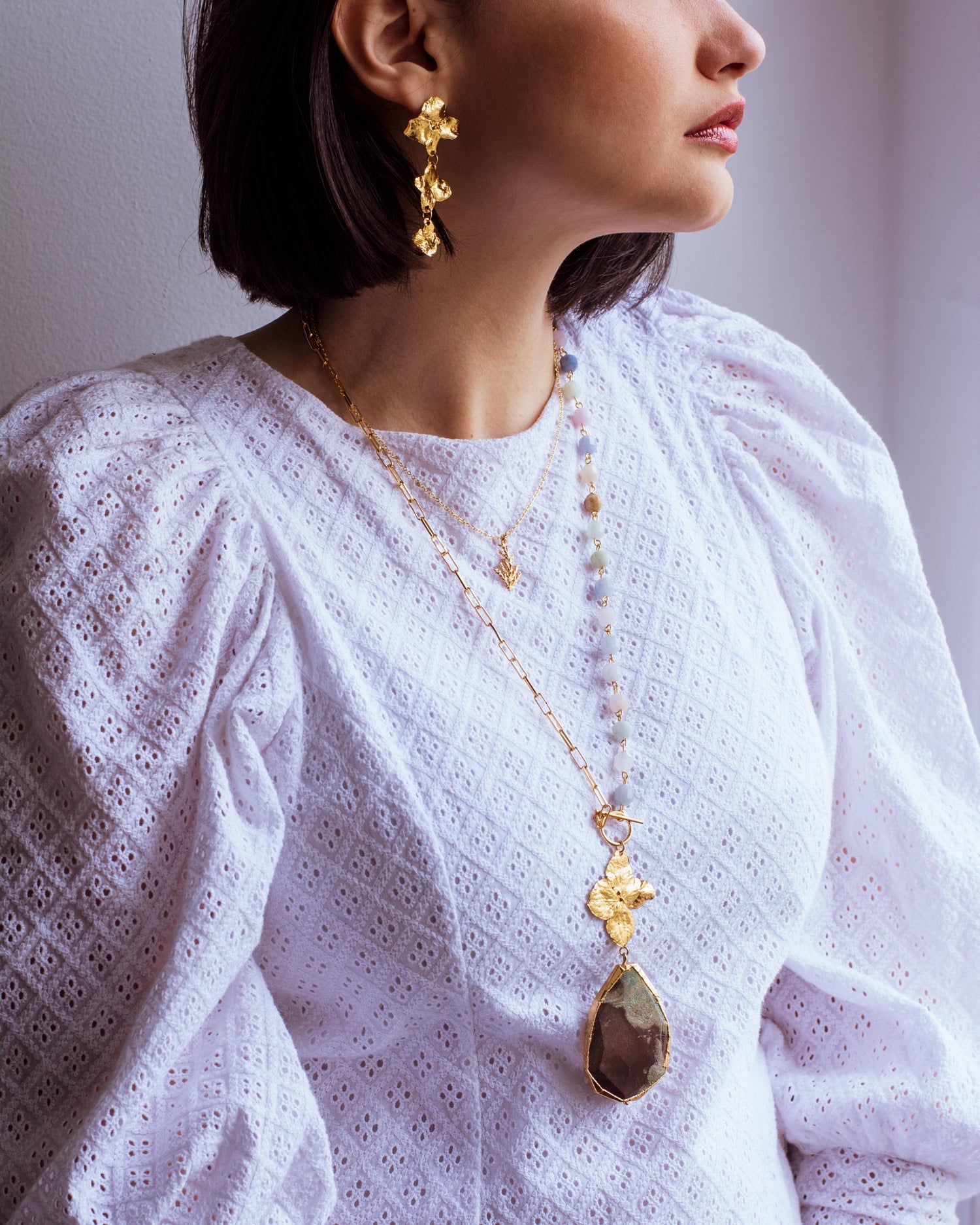 Collar Cuarzos Hortensia - Joyería Botánica | Liz de la Cruz