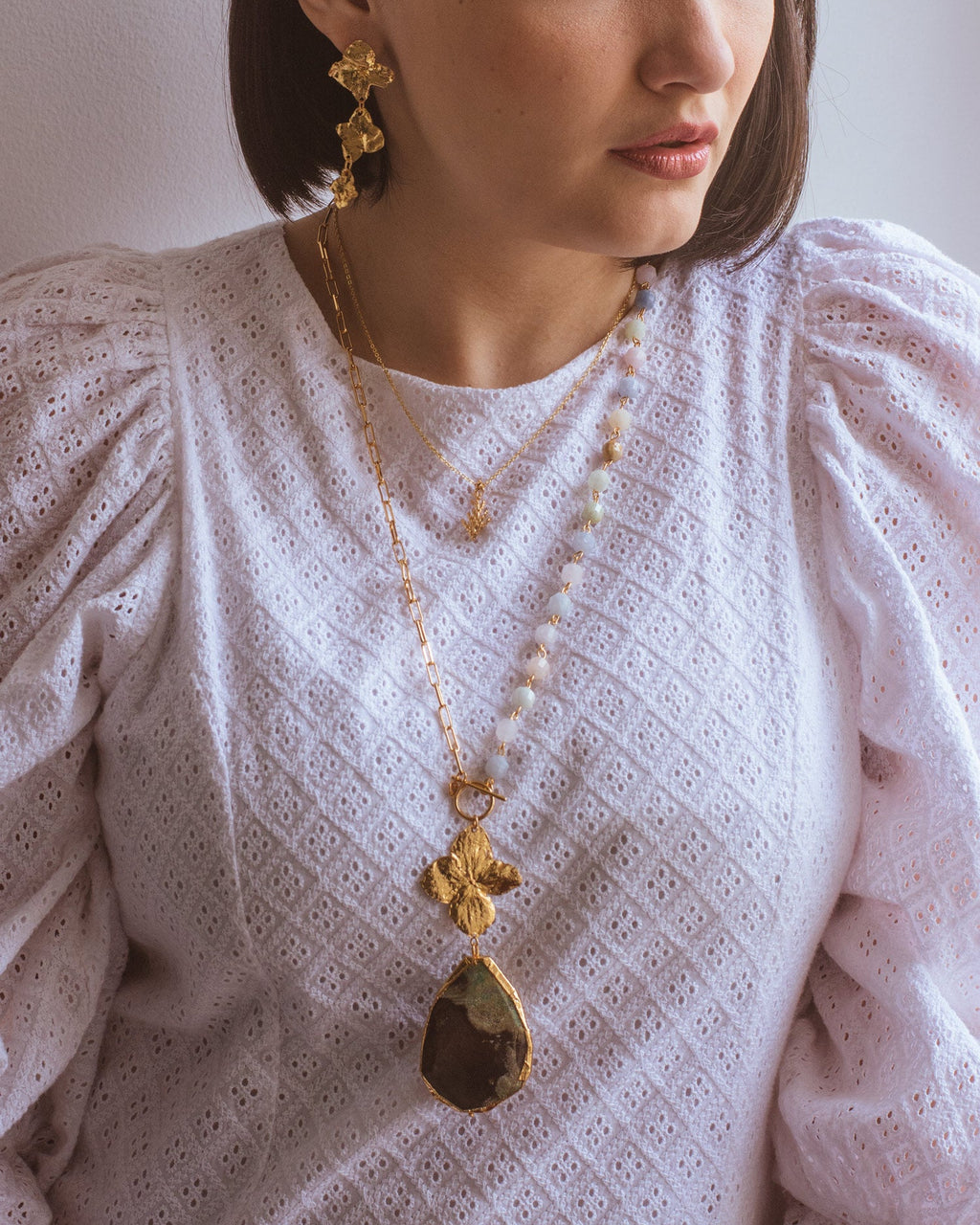 Collar Cuarzos Hortensia - Joyería Botánica | Liz de la Cruz
